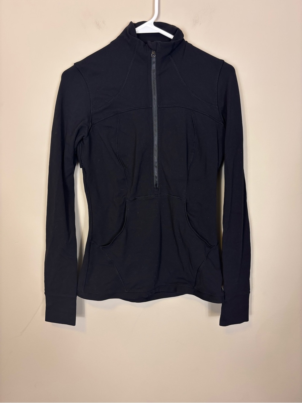 lululemon athletica Black Half-Zip Hoodie Sweatshirt with Front Pocket Women’s 6
